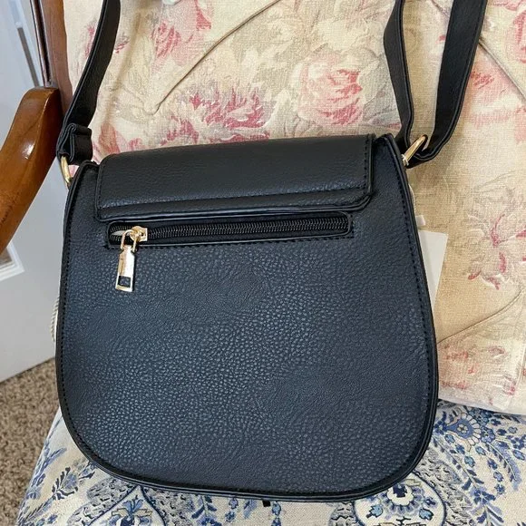 NWT| Vegan Leather Black Tassel Crossbody Bag | Color: Black with Gold H… - Picture 4 of 9